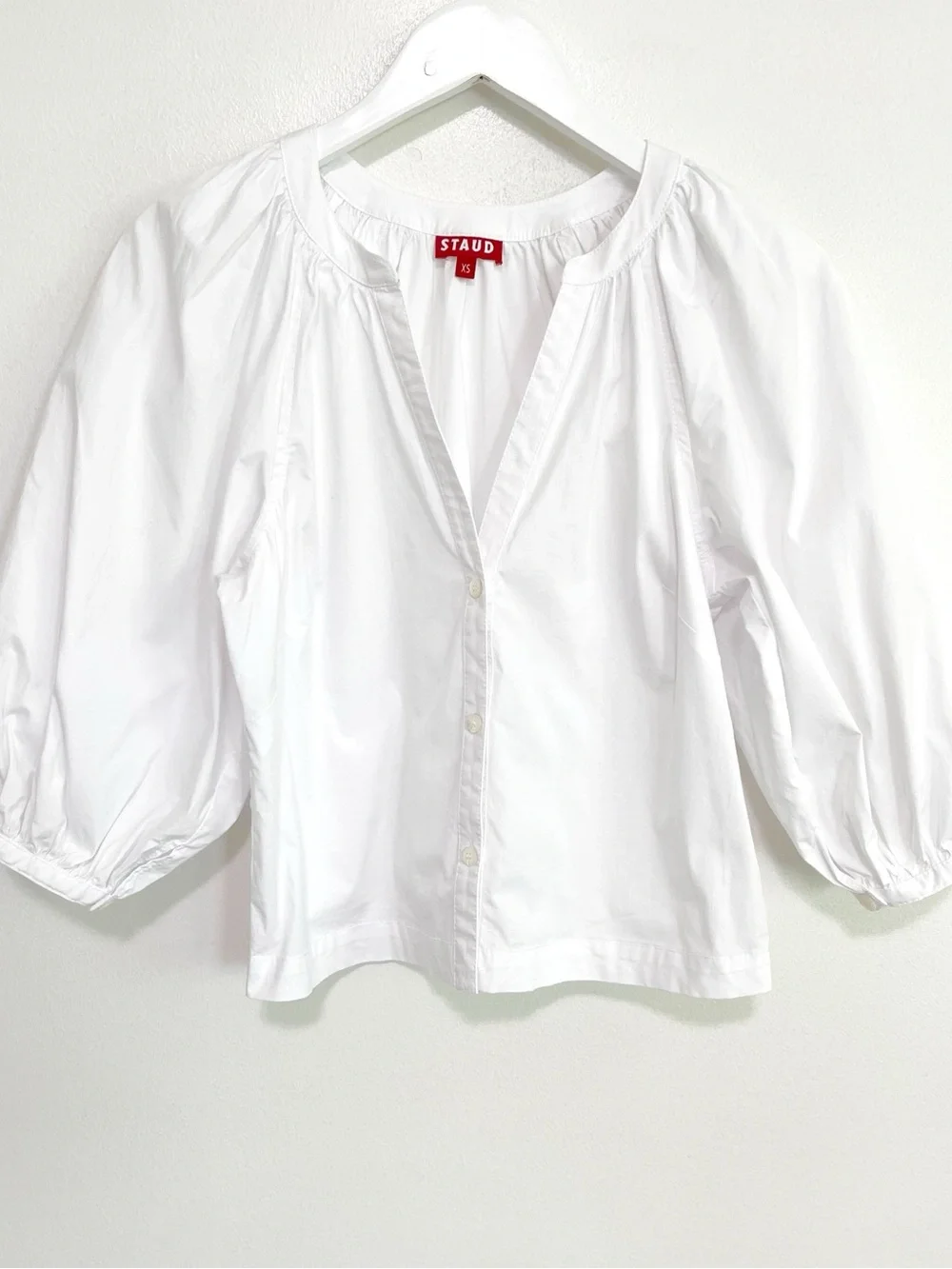 BOGO! Staud Dill Blouse Stretch Cotton Poplin Button Front White Size XS